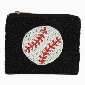 #93451 Trendy Chic Fabulous BASEBALL  Beaded Coin or Lipstick Purse Pouch Bag